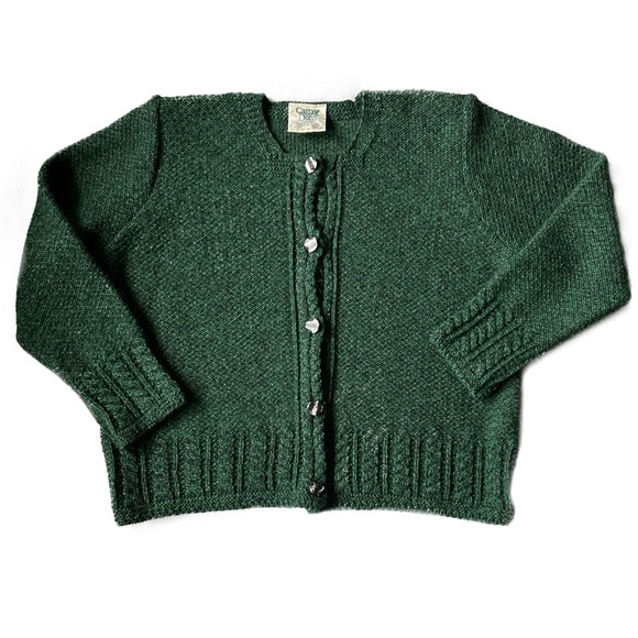 Carraig Donn Sweaters - Vintage 100% Wool Cardigan, Made in Ireland, Deep Emerald Green, Sz - L